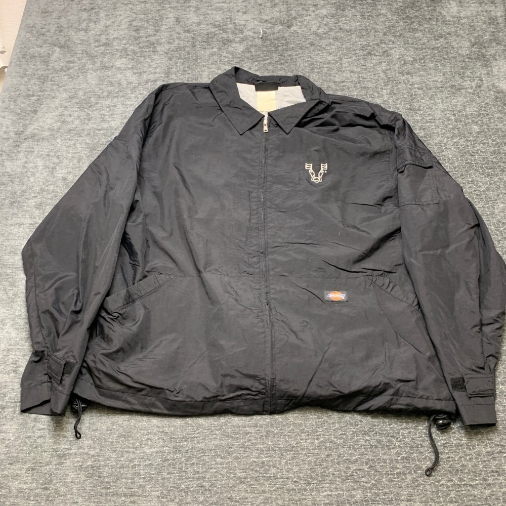 VTG Dickies Windbreaker Jacket Mens XL Black Full Zip Winter Outdoor Activewear